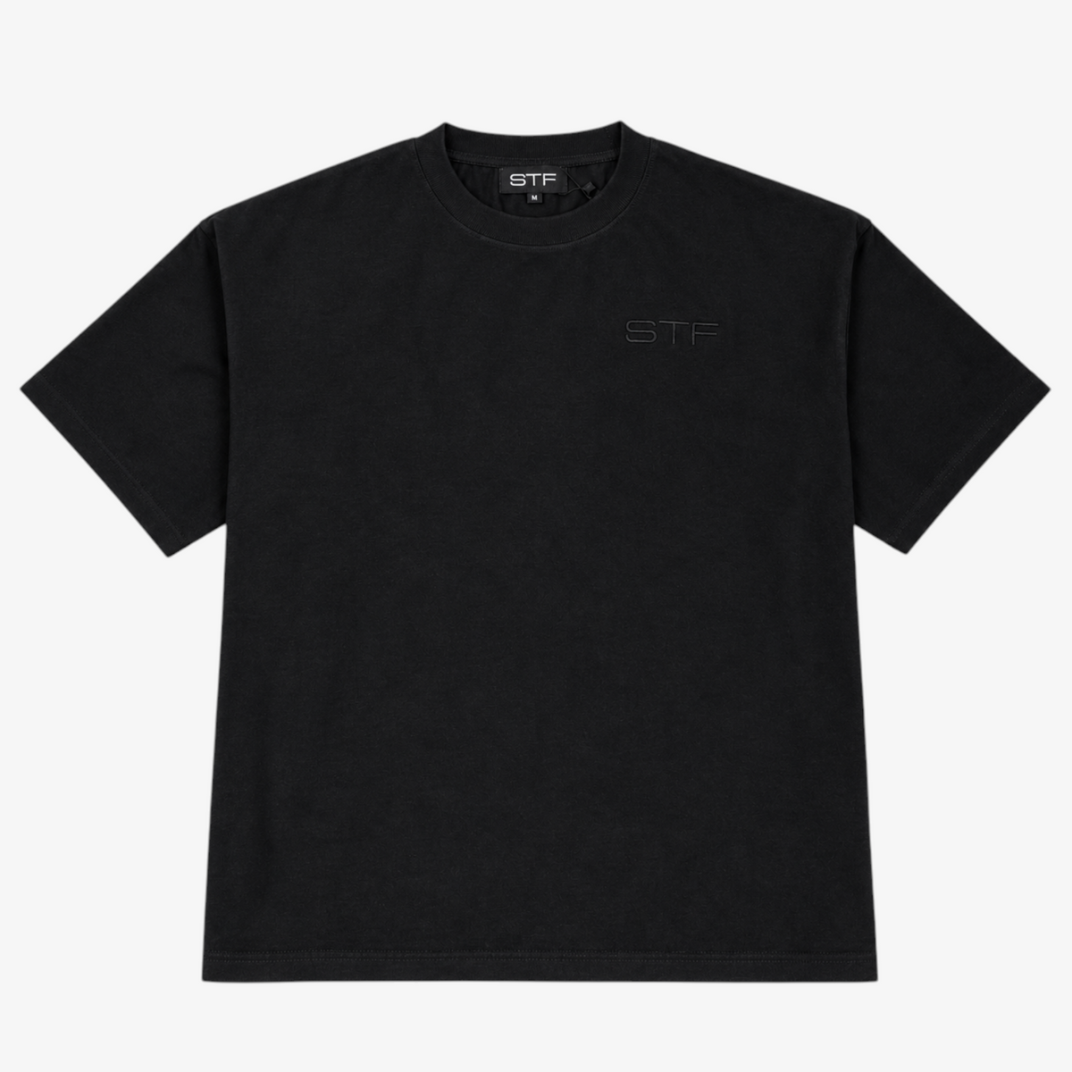 STF black tonal embroidered T-shirt front view Main image