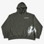 STF Built in Silence boxy oversized hoodie in washed olive-charcoal — front