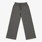 STF grey relaxed open-hem trousers — front flatlay
