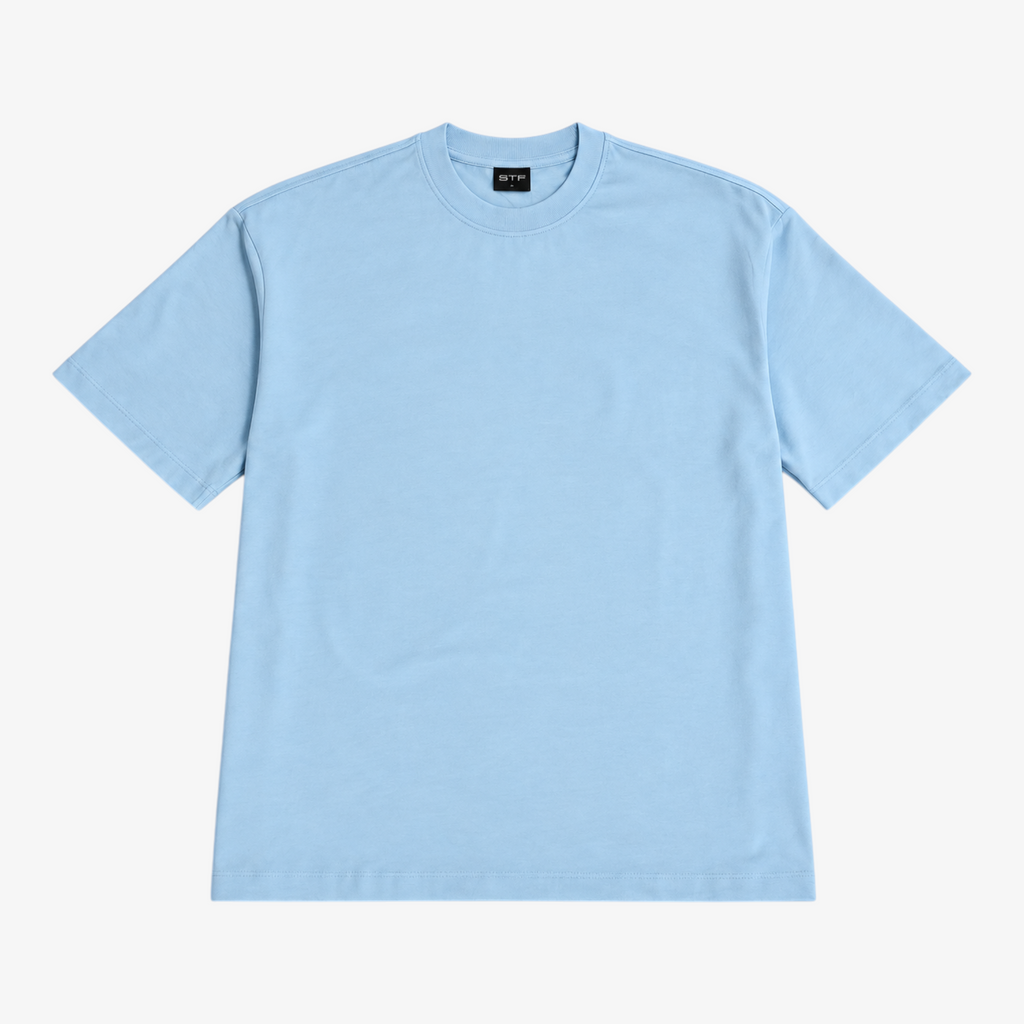 STF Leroy–Prince light blue oversized T-shirt — front flatlay