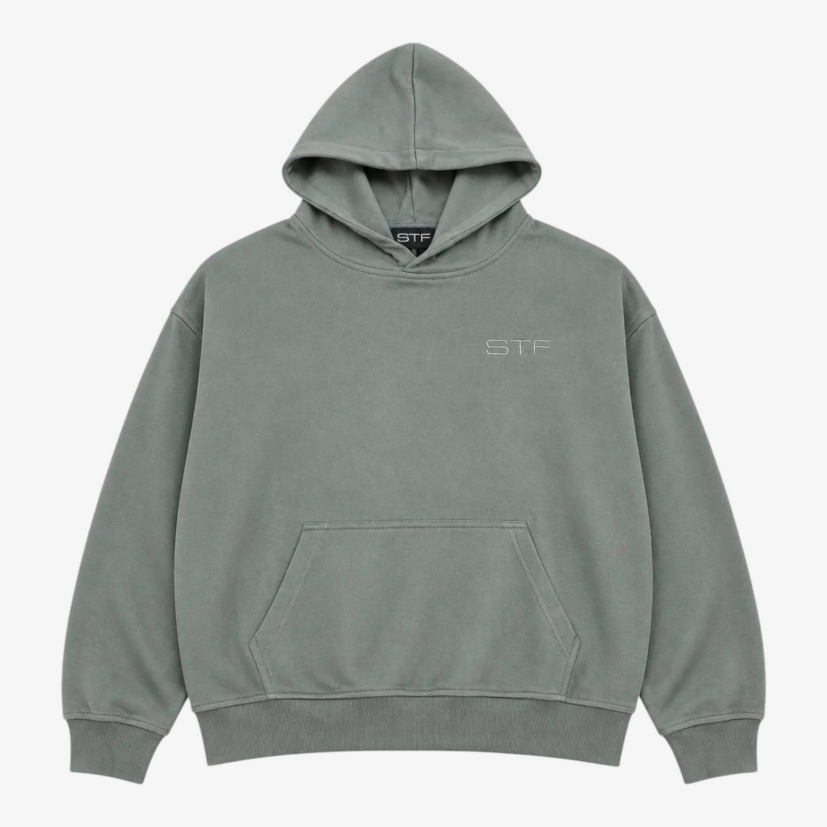 STF Mineral Grey Oversized Hoodie – front product view Main image