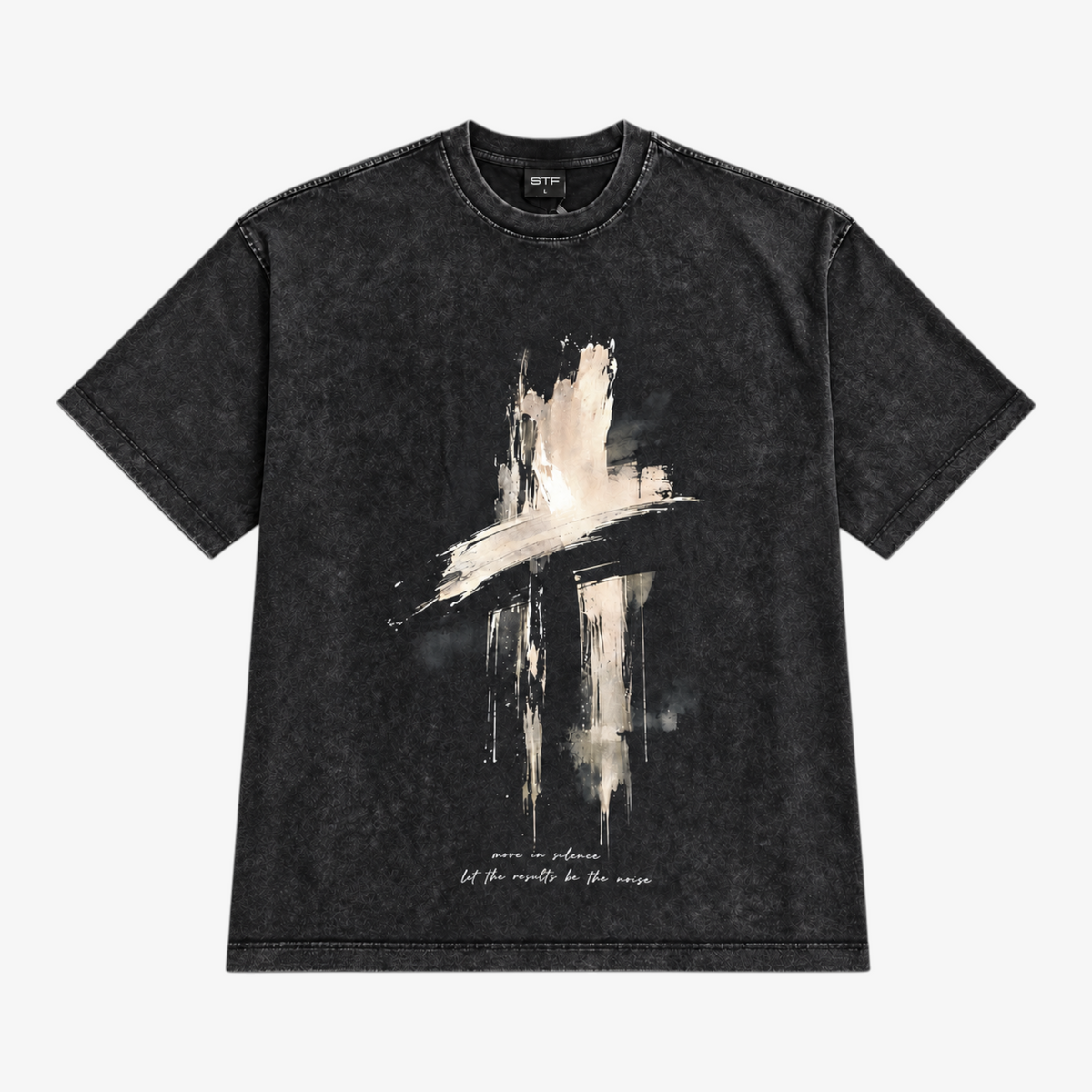 STF Move in Silence washed black graphic T-shirt — front flat lay Main image