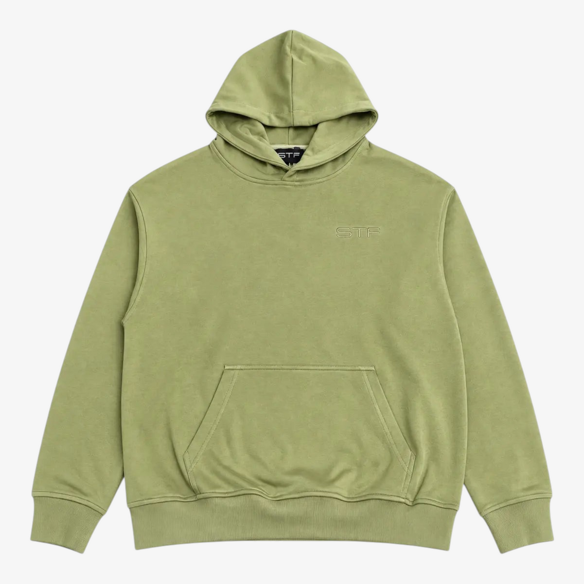 STF oversized olive hoodie front view Main image