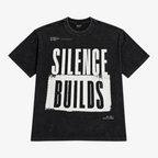 STF Silence Builds washed-black oversized T-shirt — front