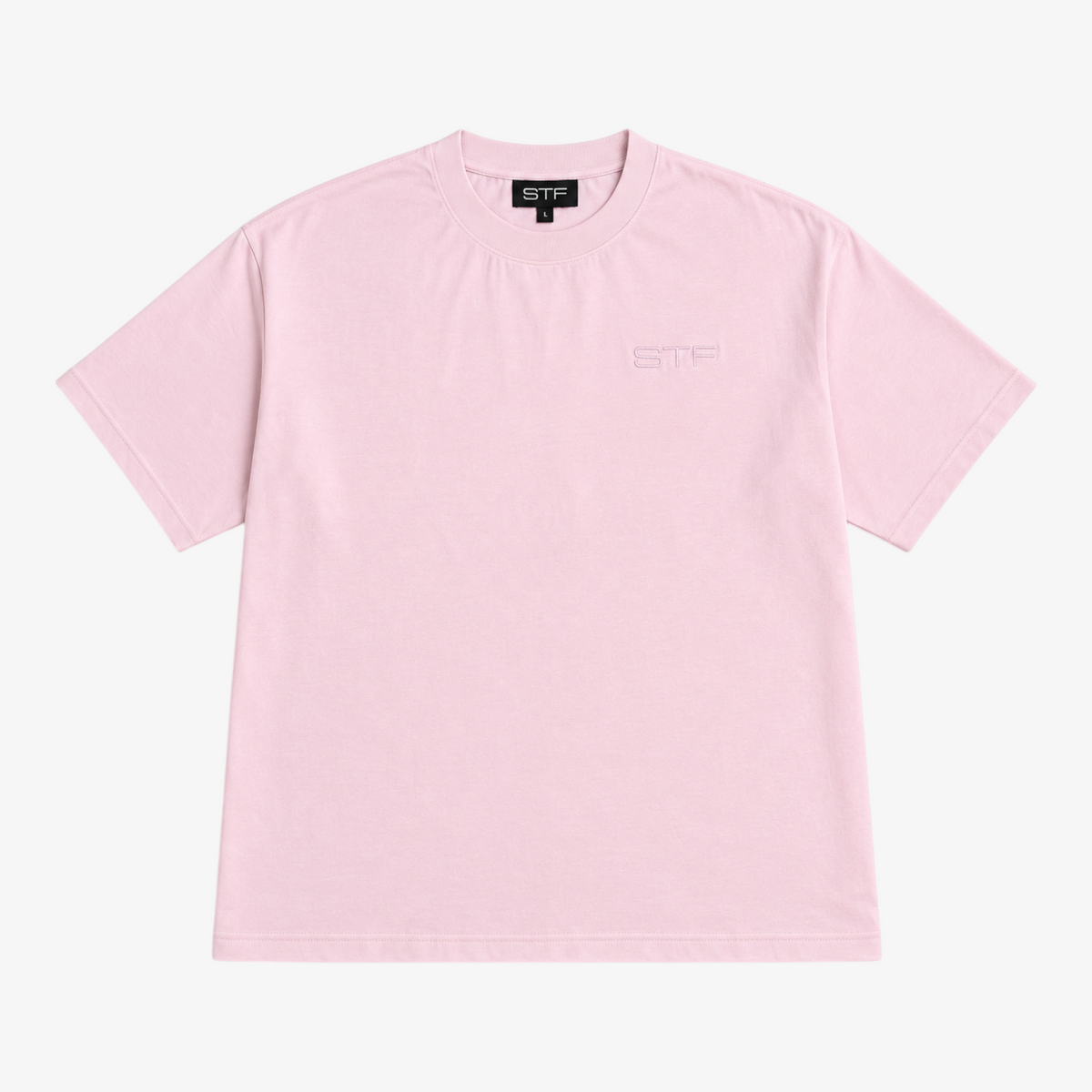 STF oversized tonal T-shirt in light pink — Front flat lay