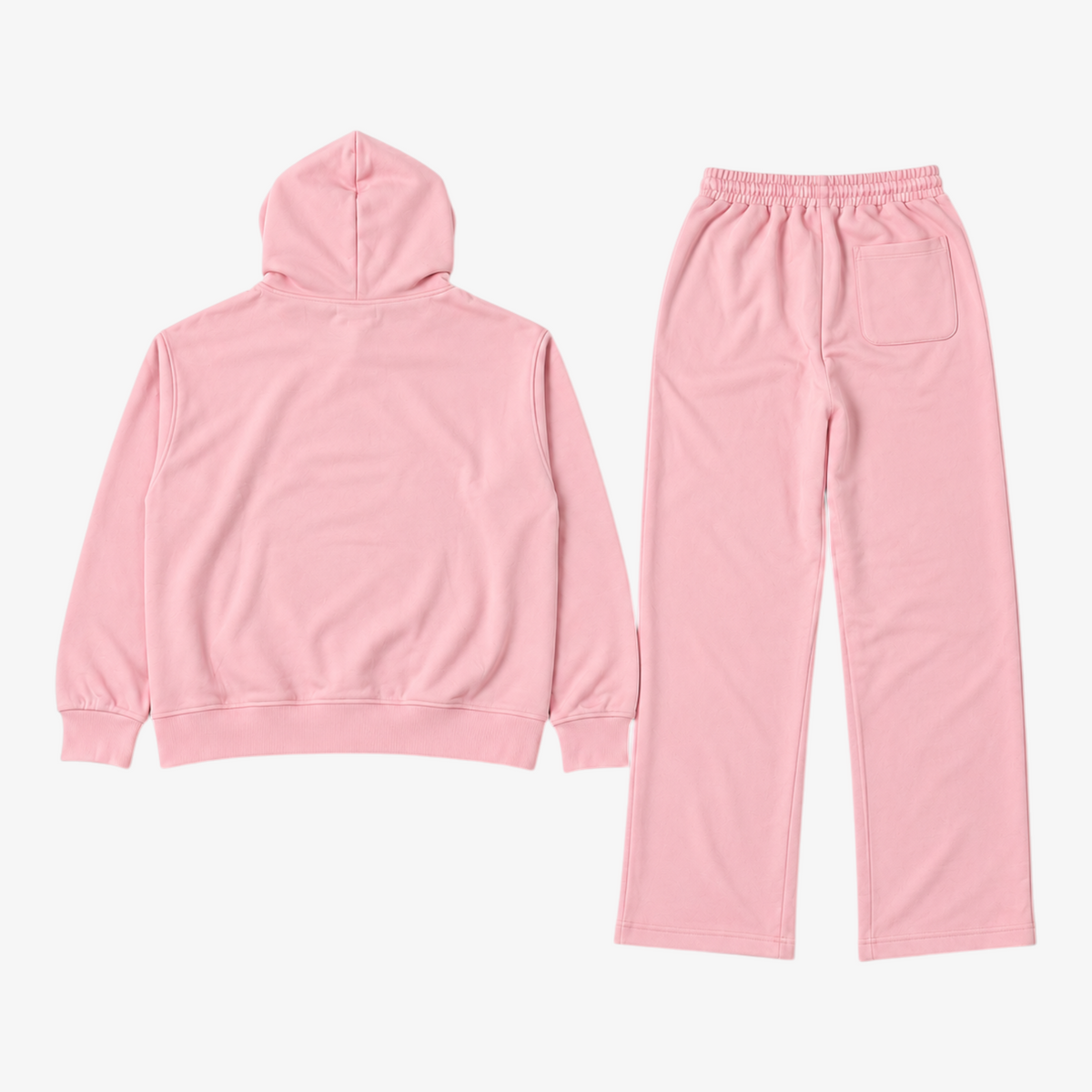 STF oversized boxy tracksuit set in pink — Back flatlay