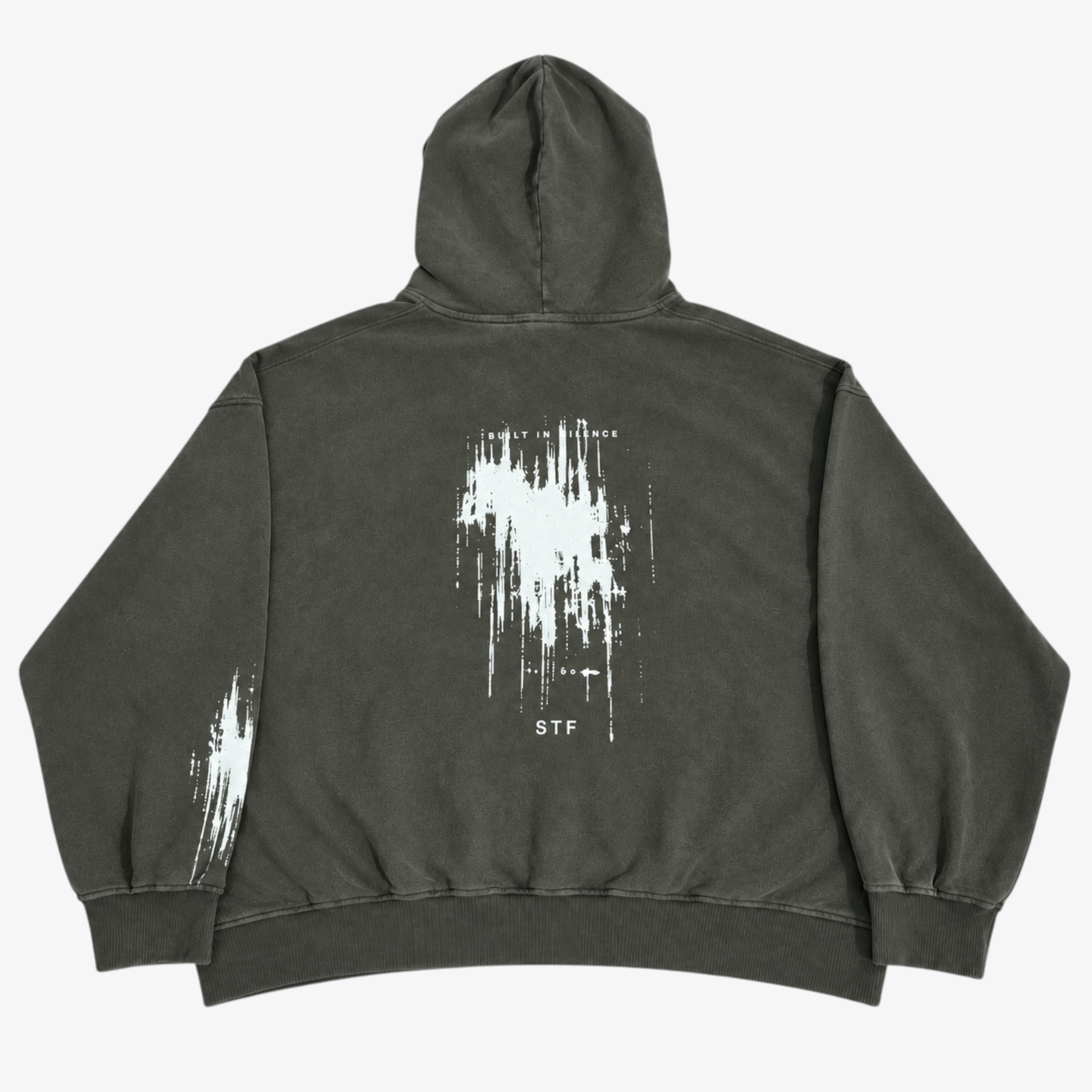 STF Built in Silence Graphic Hoodie — Washed Olive Charcoal Secondary image