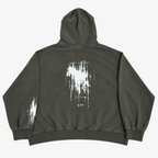 STF Built in Silence boxy oversized hoodie in washed olive-charcoal — back
