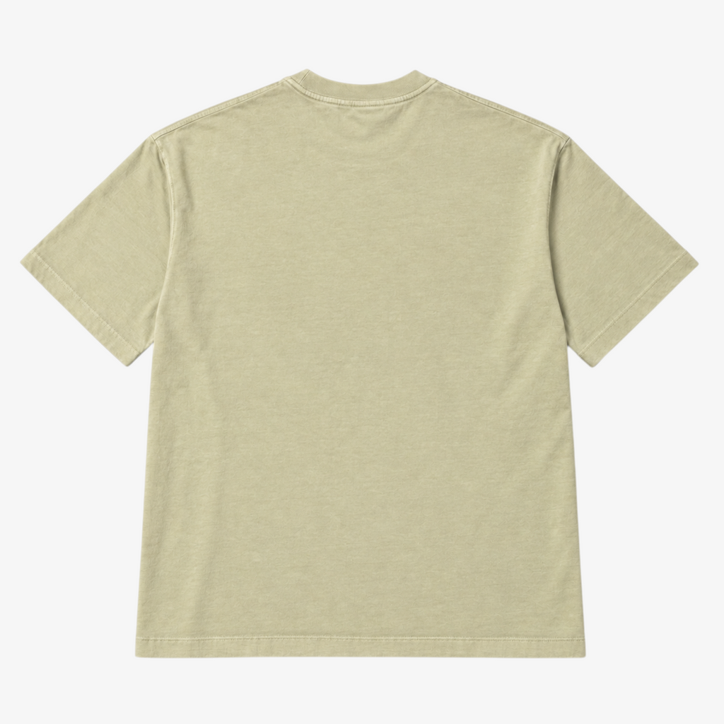 STF Focus Create Repeat T-shirt in washed cream — back flatlay