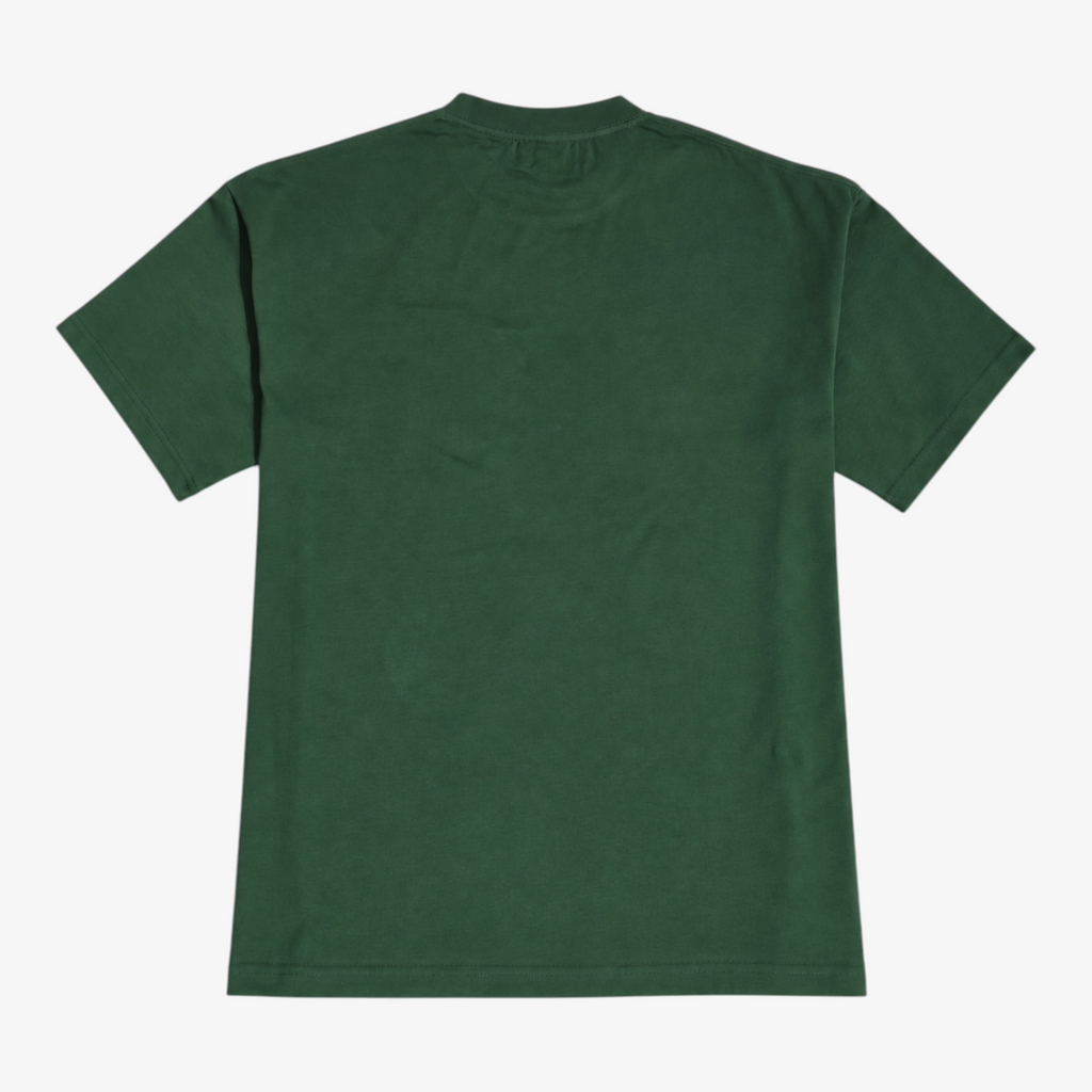 STF forest-green heavyweight cotton T-shirt back view