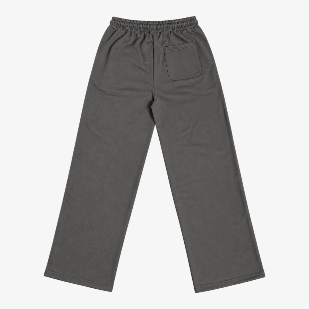 STF grey relaxed open-hem trousers — back flatlay