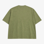 STF tonal embroidered T-shirt in olive, back view