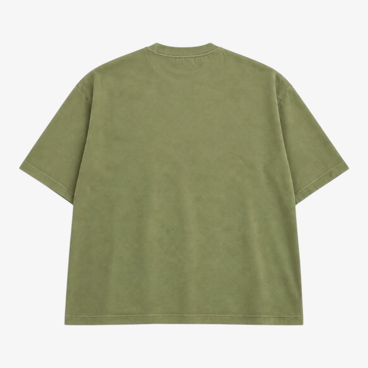 STF tonal embroidered T-shirt in olive, back view