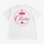STF Olivia white oversized T-shirt with pink crown and heart graphic — back flatlay