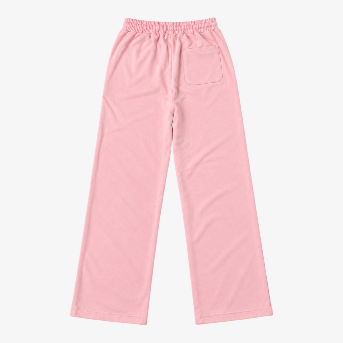 STF relaxed open-hem trousers in pink — Back flatlay