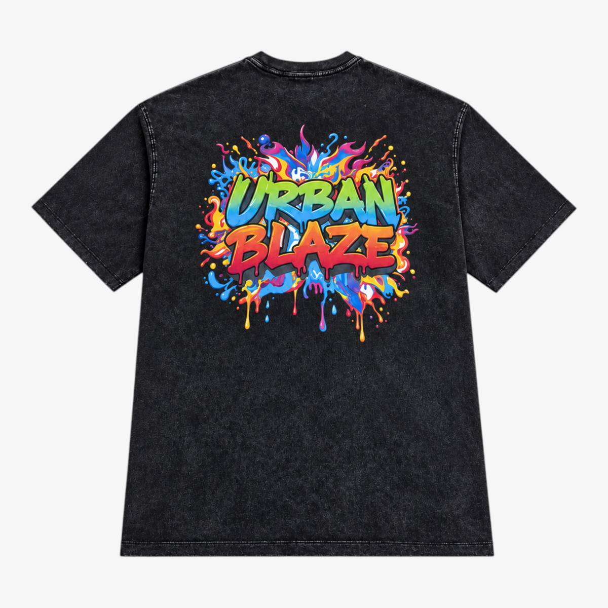 STF Urban Blaze washed black boxy oversized T-shirt — back Main image