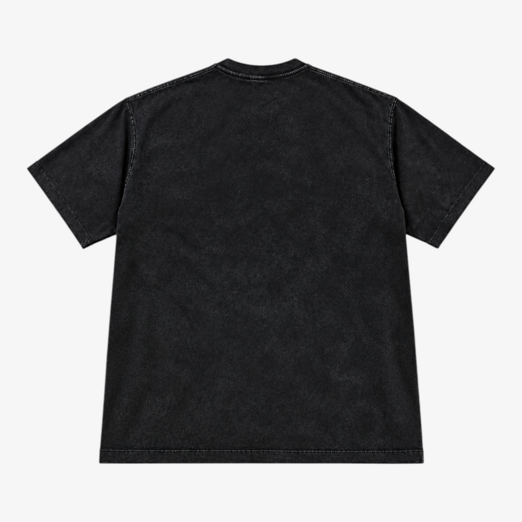 STF Weight of Time washed black boxy oversized T-shirt — back view