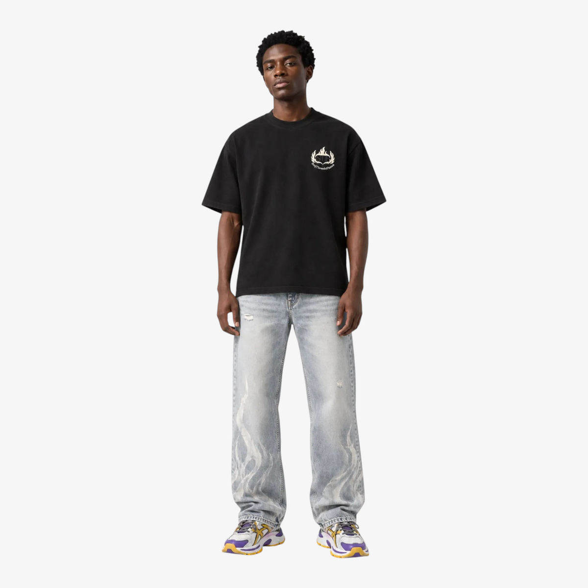 Male model wearing STF Club T-Shirt Black front