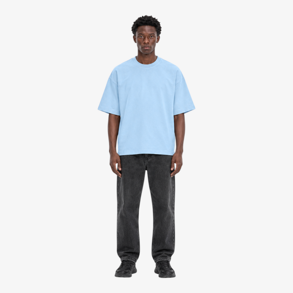 STF Leroy–Prince light blue oversized T-shirt — model front