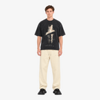 STF Move in Silence washed black graphic T-shirt — male model front