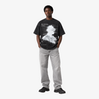 STF No Signal graphic T-shirt in washed black — Male model front