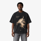 STF Weight of Time washed black boxy oversized T-shirt — male front view