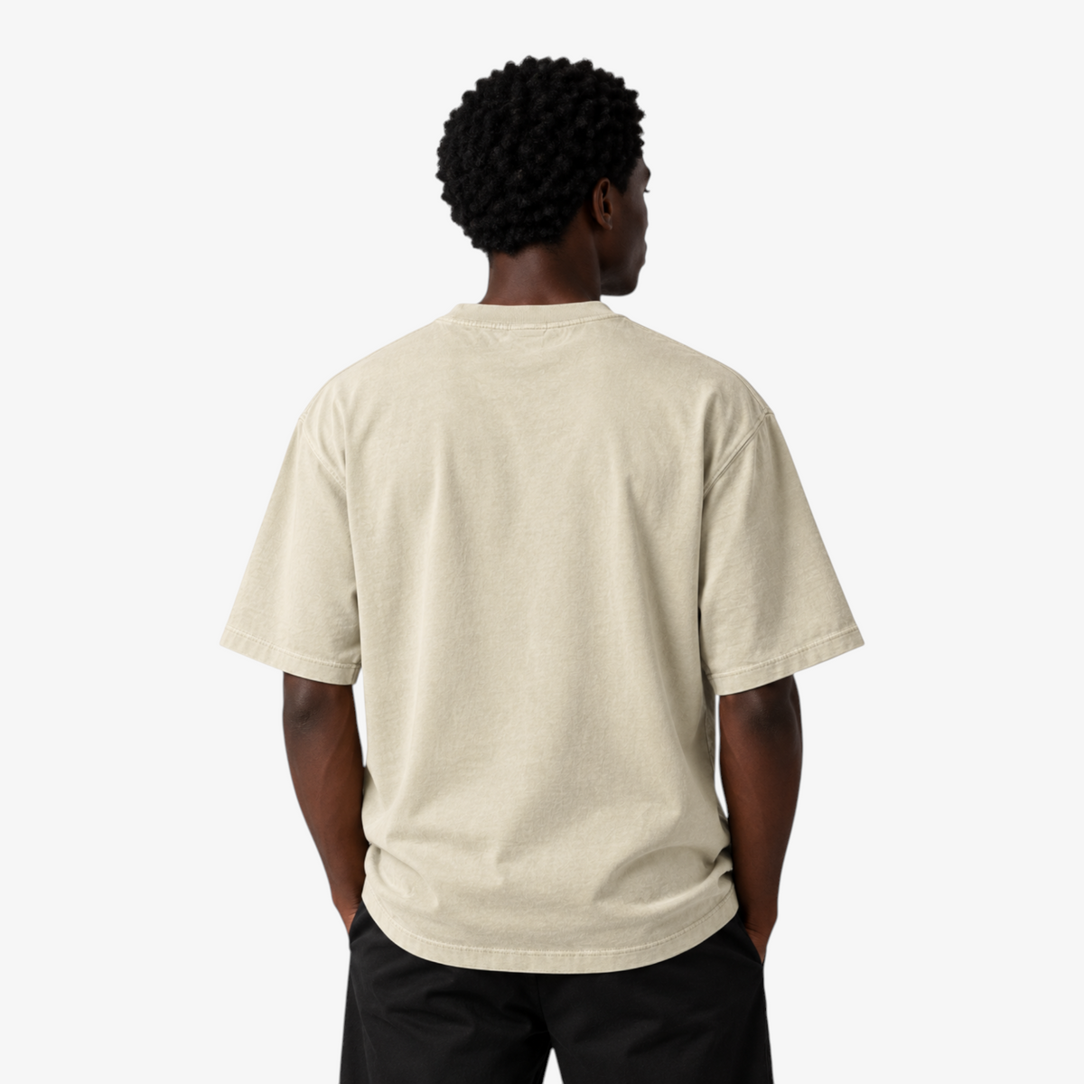STF Ascend Reach Evolve T-shirt in washed cream — male back view