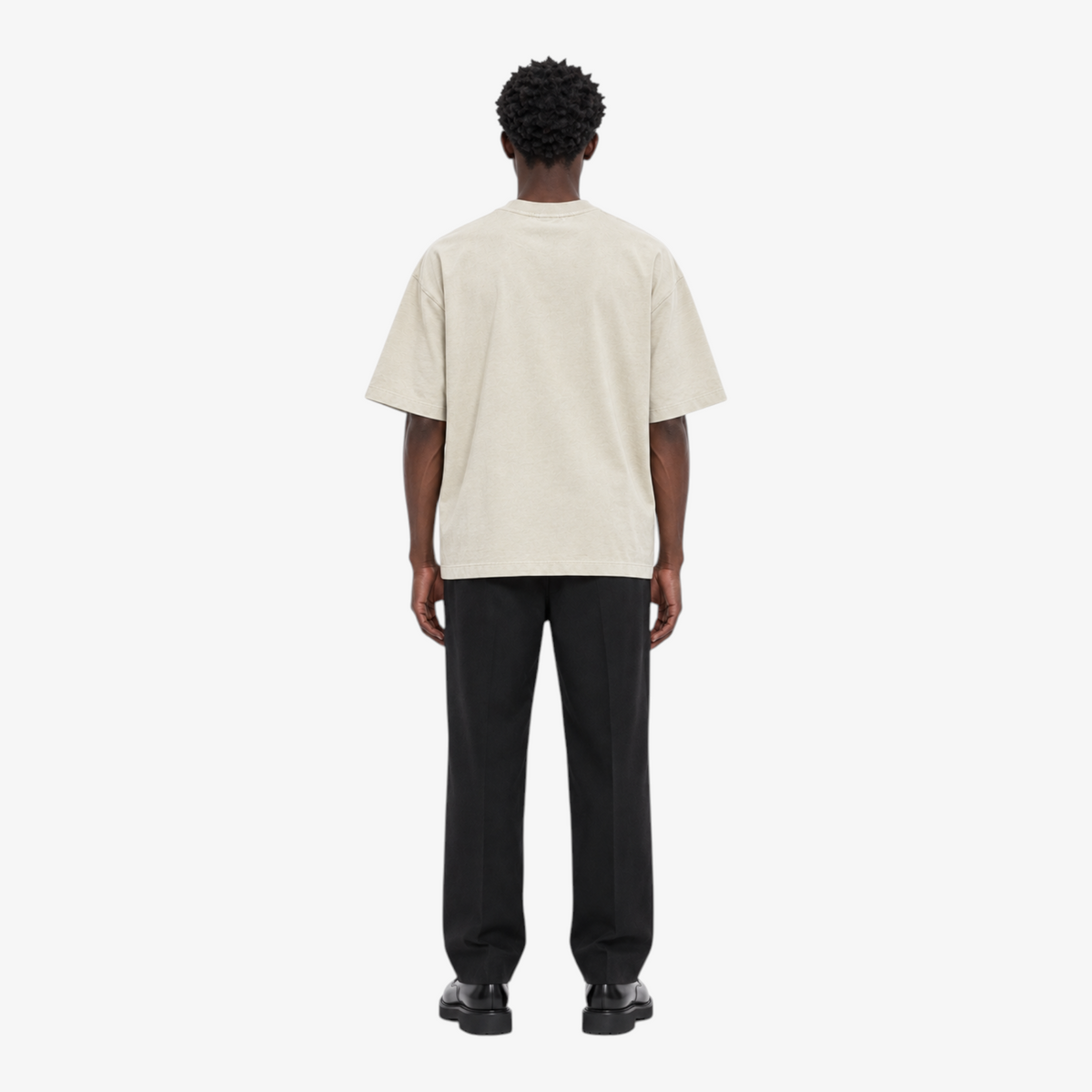 STF Burn the Map cream boxy oversized T-shirt — male back
