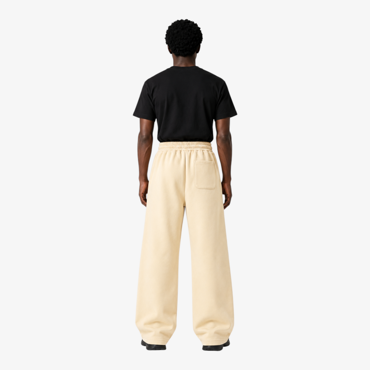 STF cream oversized wide-leg joggers — male model back
