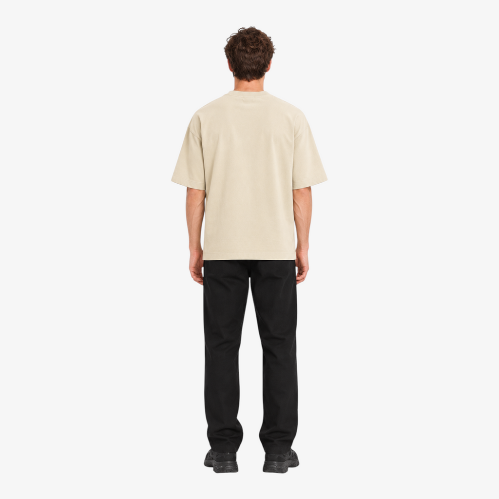 STF Dreamscape Graphic T-Shirt in Cream — Male model back view
