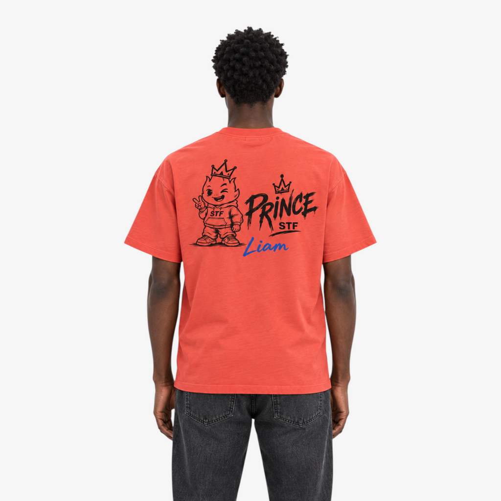 STF Prince Liam coral oversized T-shirt male back view