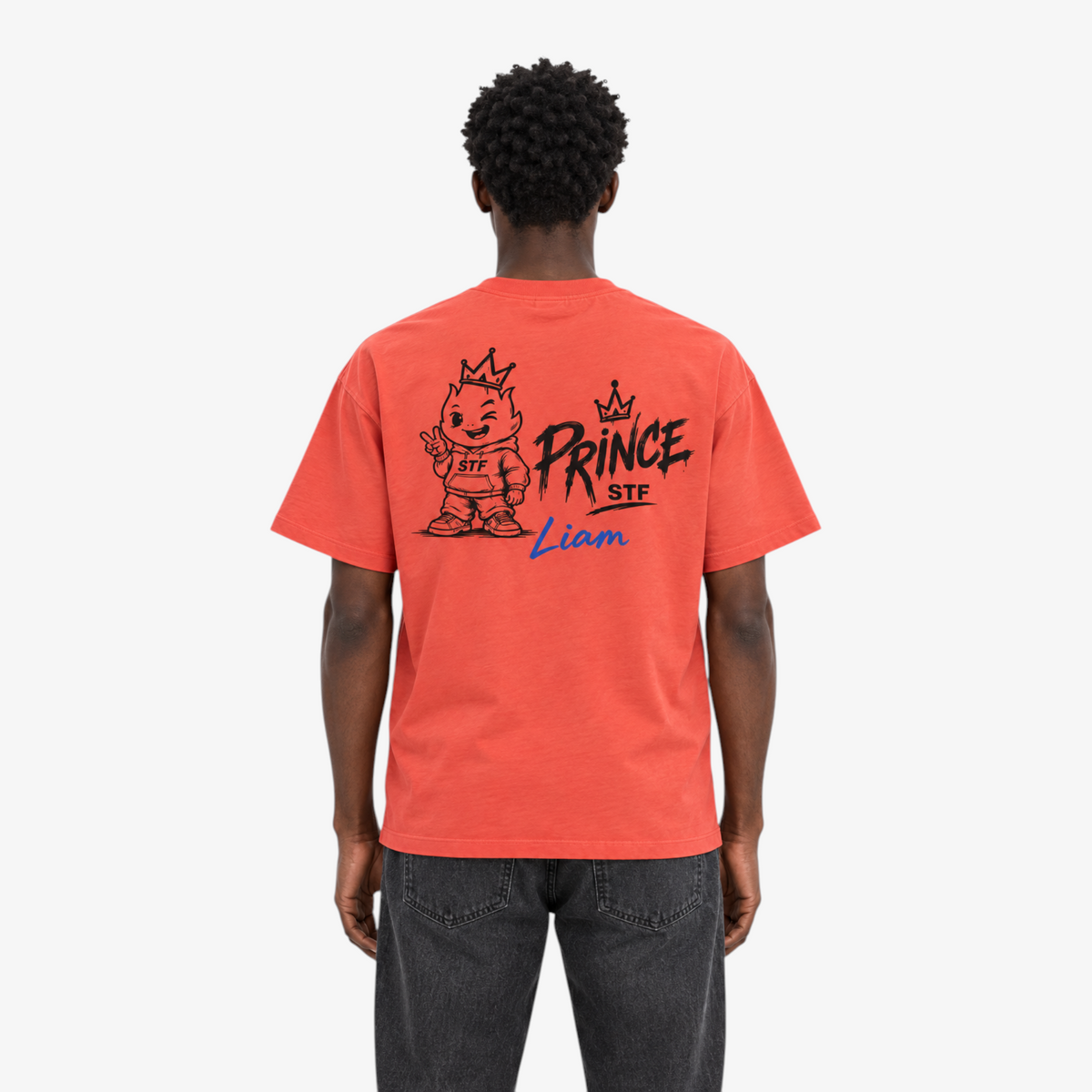 STF Prince Liam coral oversized T-shirt male back view