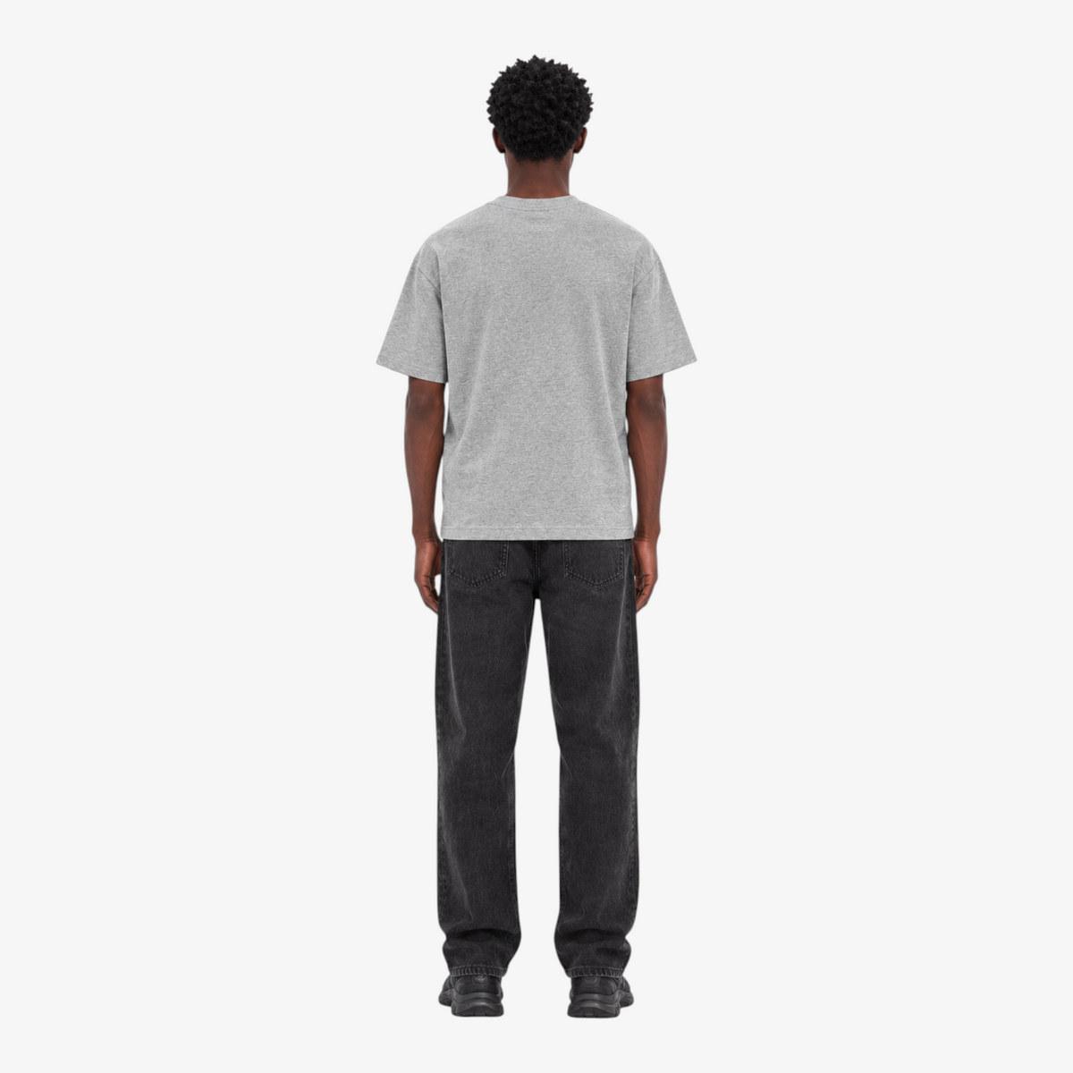 STF Tonal T-Shirt in Grey Marl — Male model back view