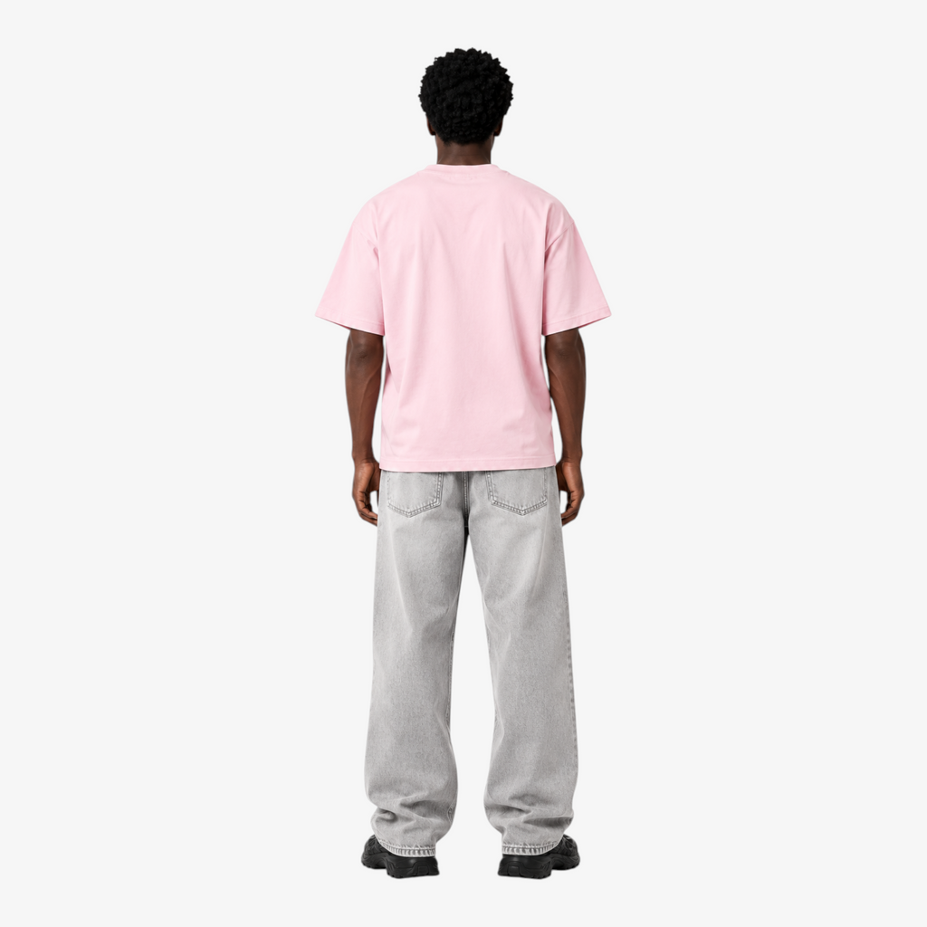 STF oversized tonal T-shirt in light pink — Male model back