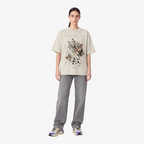 STF Burn the Map cream boxy oversized T-shirt — female front