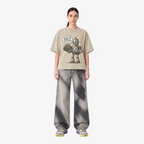STF Heart of the System Graphic T-Shirt in Washed Cream — Female model front view