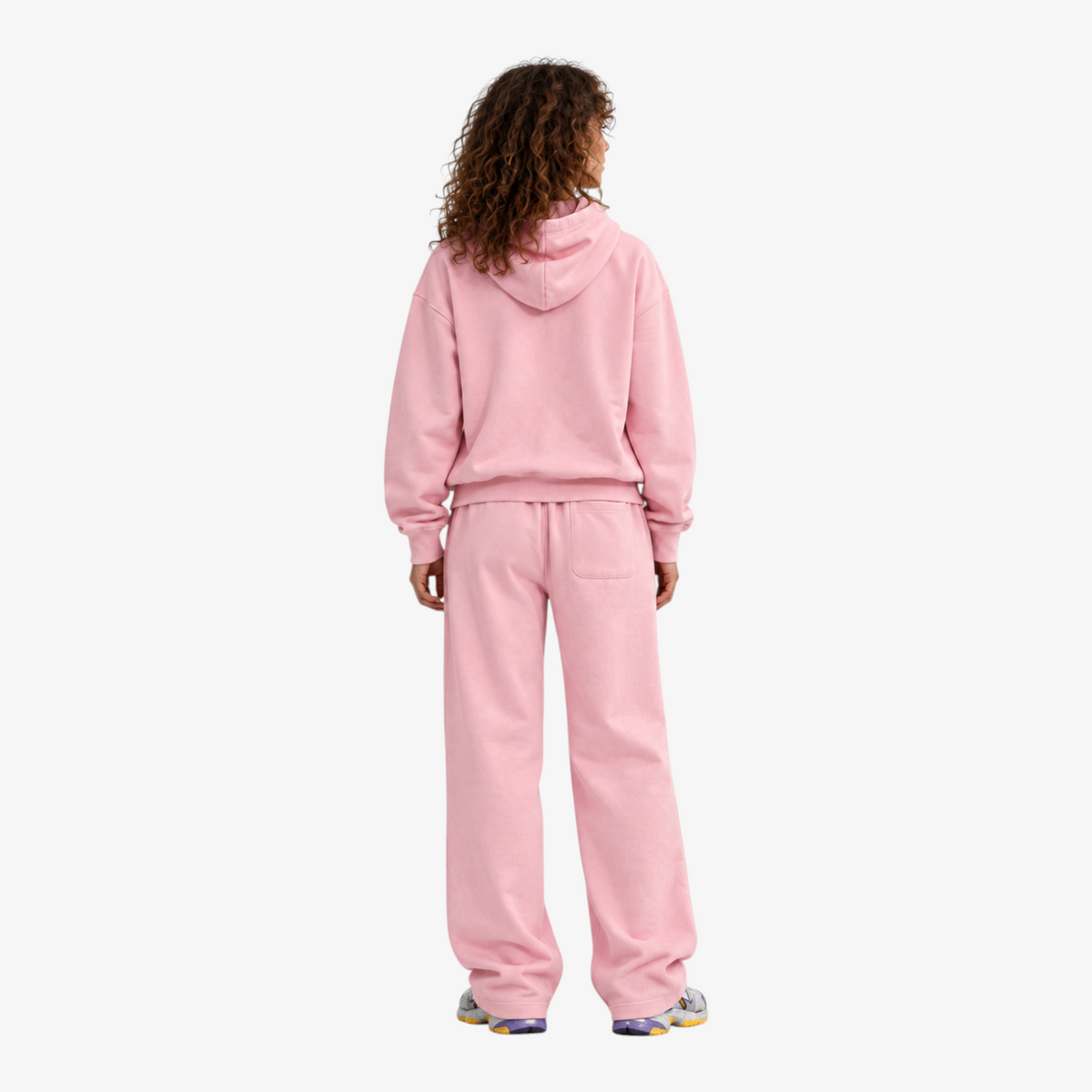 STF oversized boxy tracksuit set in pink — Female model back