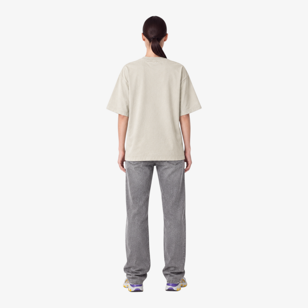 STF Burn the Map cream boxy oversized T-shirt — female back
