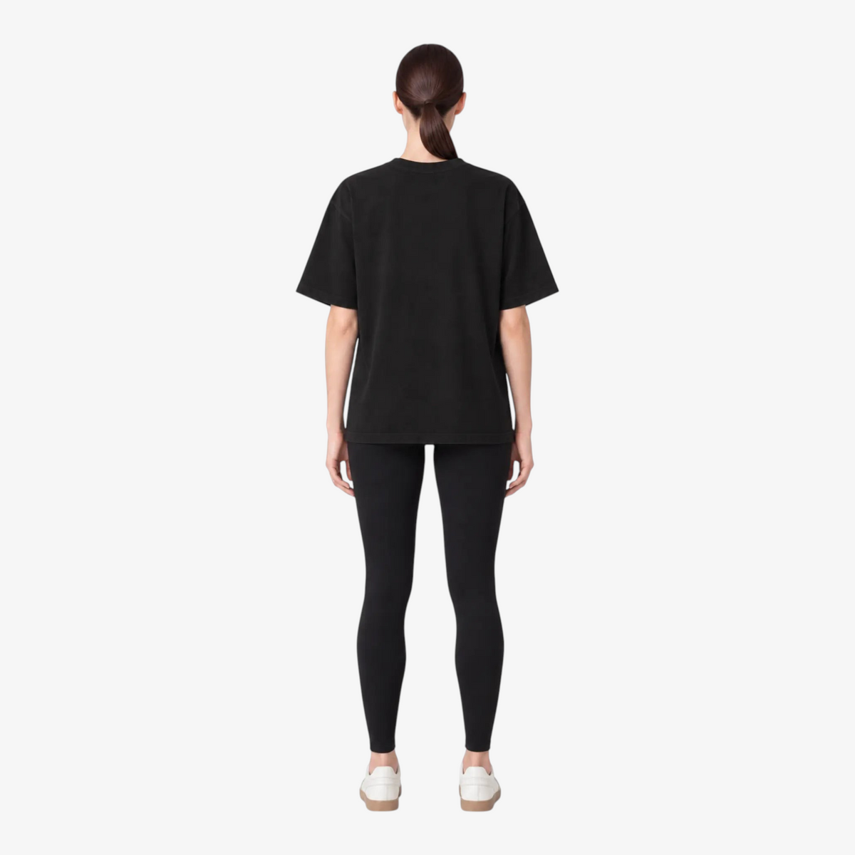 Female model wearing STF Club T-Shirt Black back