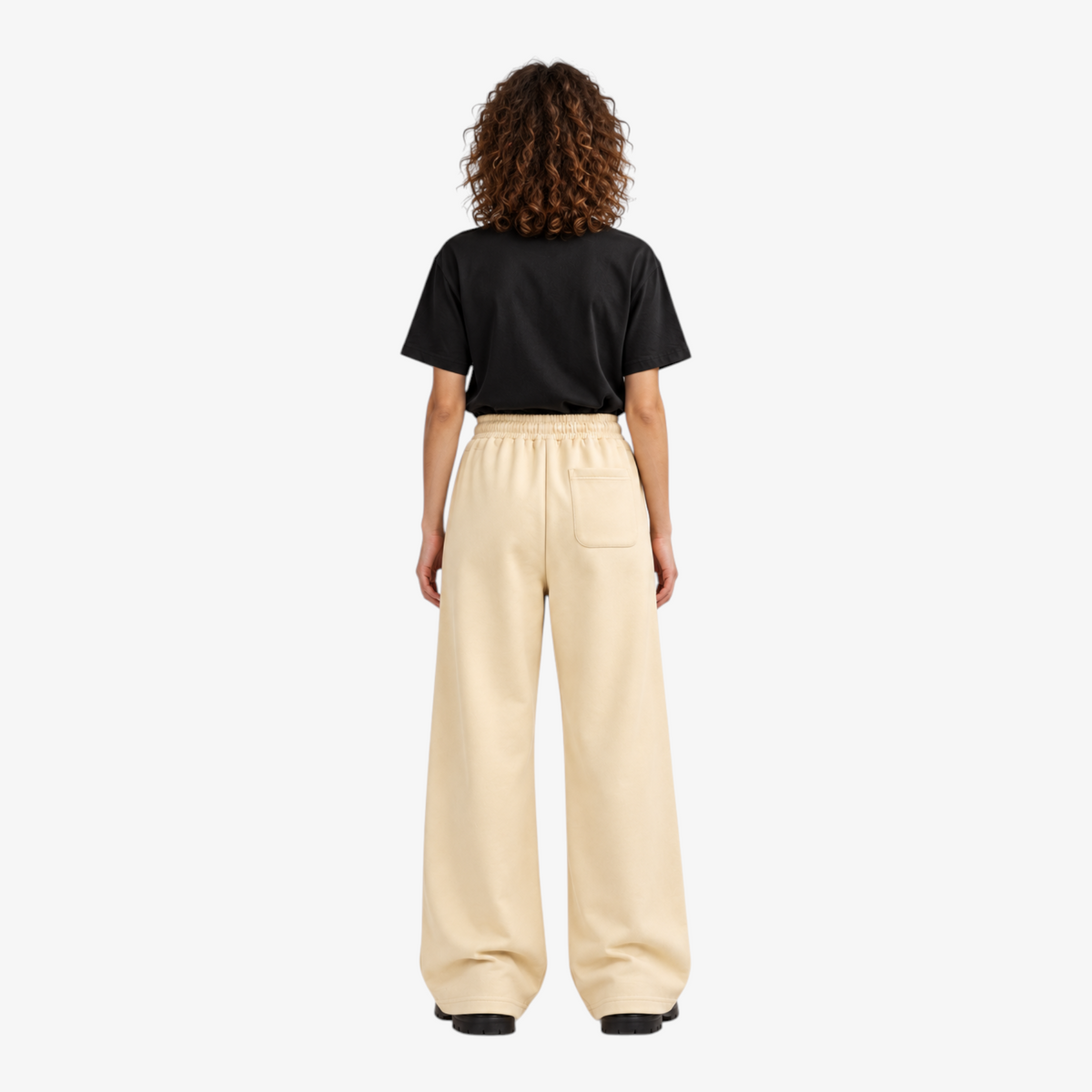 STF cream oversized wide-leg joggers — female model back