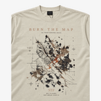 STF Burn the Map cream boxy oversized T-shirt — graphic detail