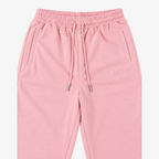 STF relaxed open-hem trousers in pink — Waistband and embroidery detail