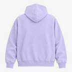 Seejthreadsflames (STF) lavender pullover hoodie with a clean back view, featuring ribbed cuffs and hem.