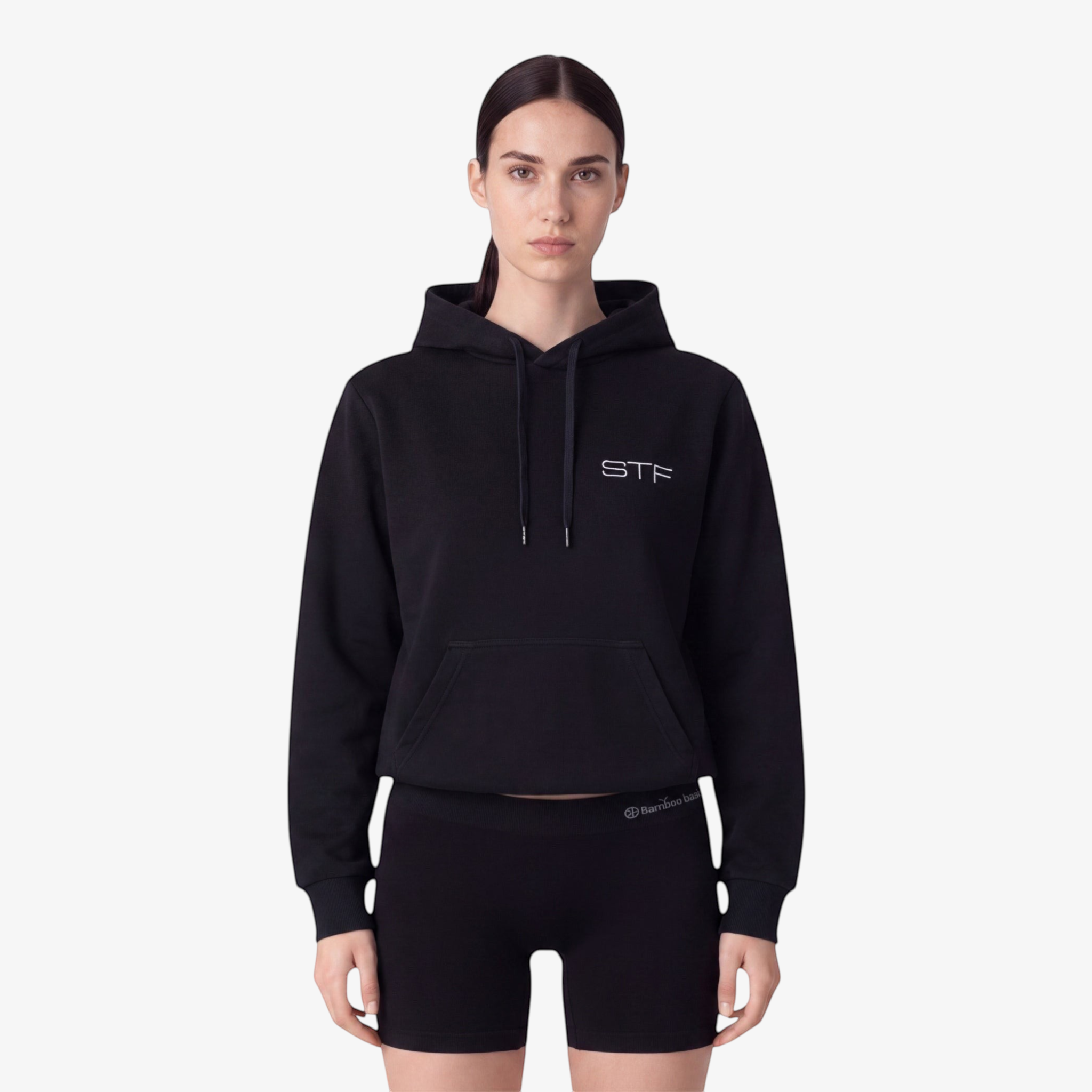 STF Tonal Embroidered Hoodie — Black Secondary image