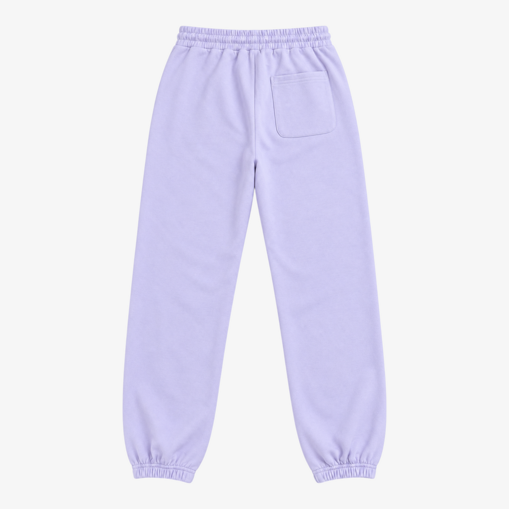 STF lavender French terry joggers – product back view