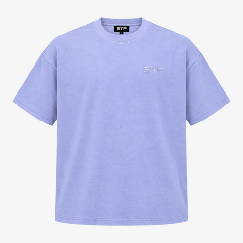 STF tonal embroidered T-shirt in lavender, front view