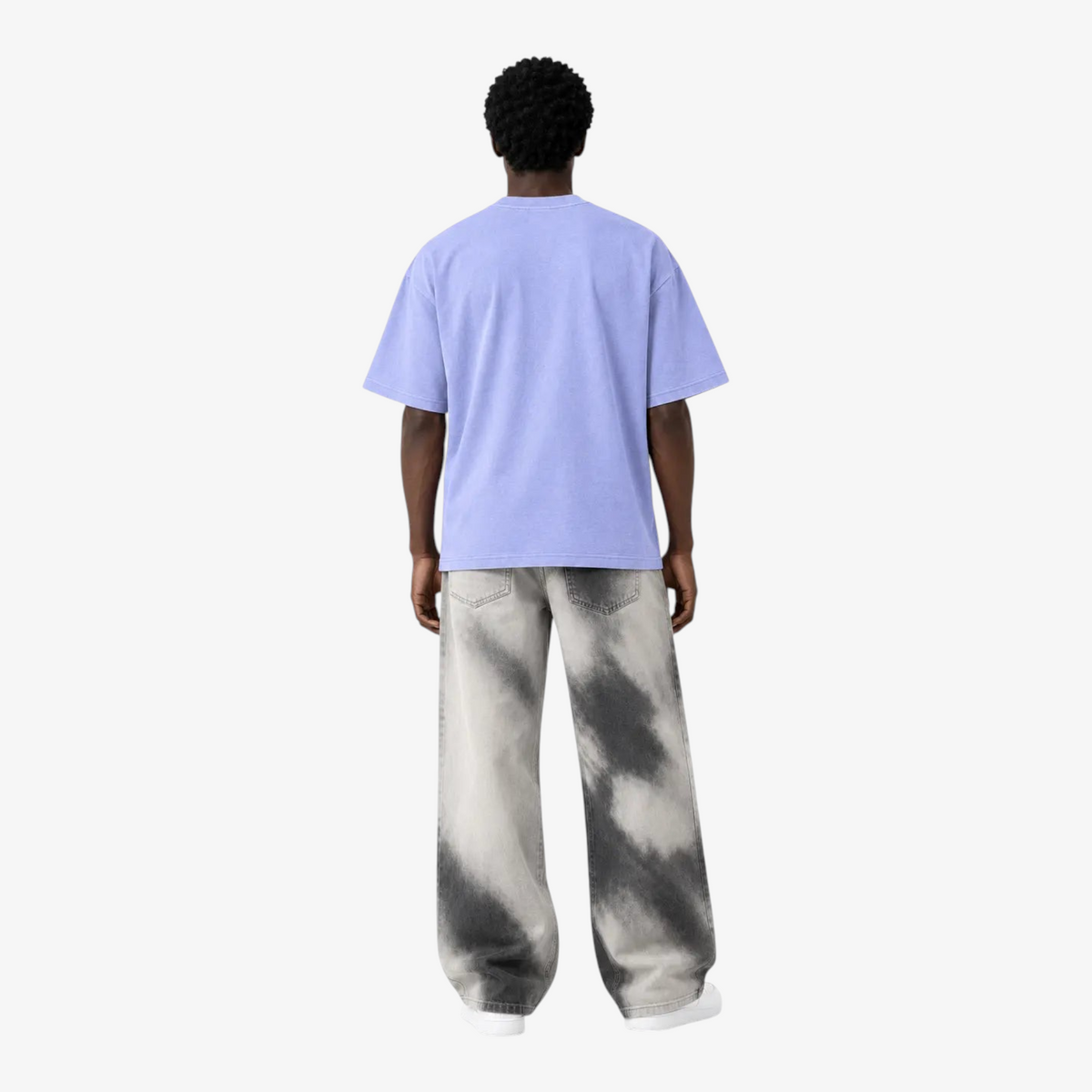 STF lavender oversized T-shirt model back view