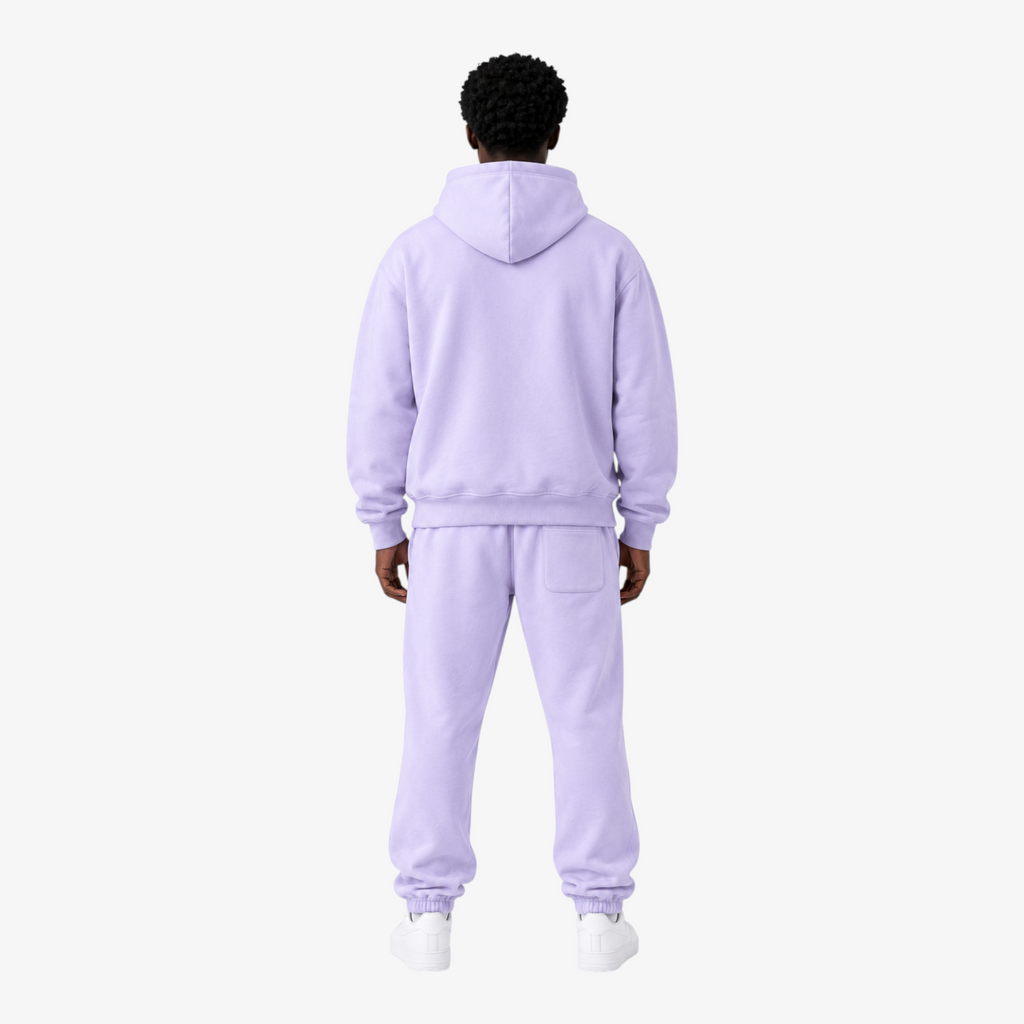 STF lavender oversized training set – male model back view