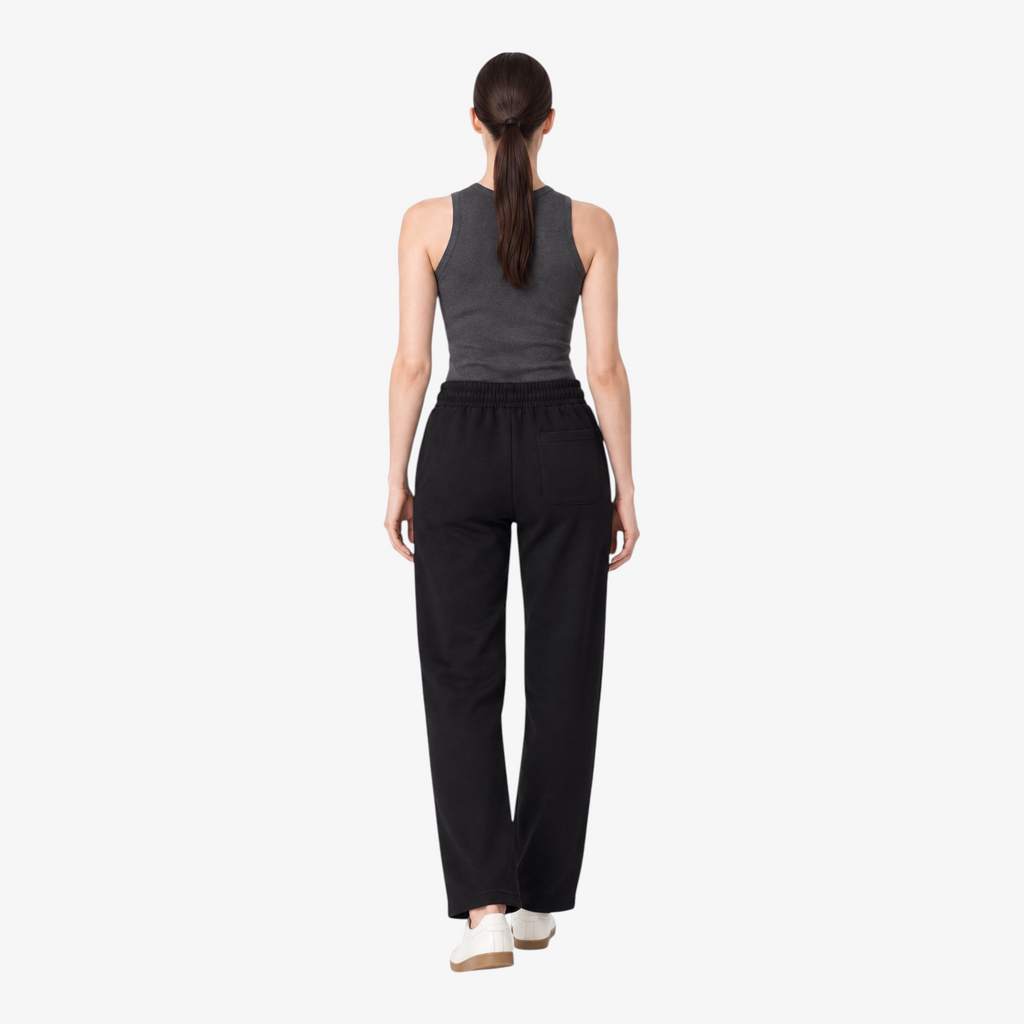 STF Washed Black Straight-Leg Joggers on female model — back